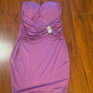 Strapless dress.